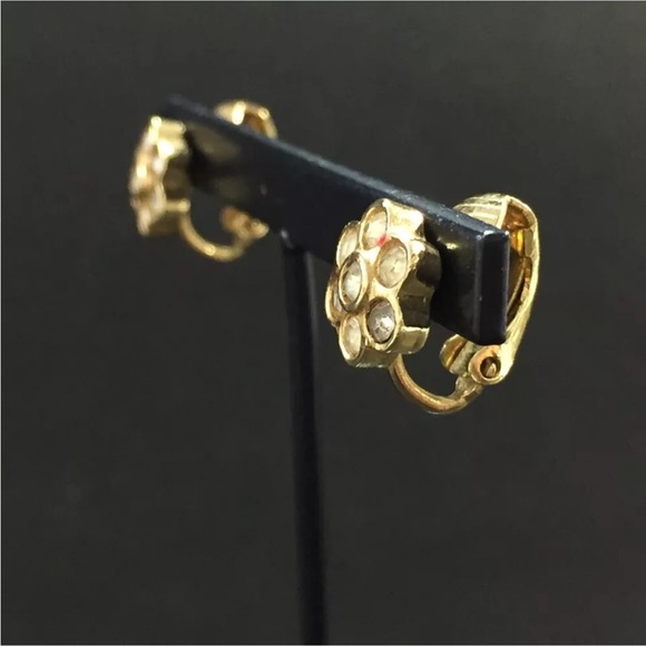 Christian Dior Rhinestone Gold Tone Earrings - Picture 4 of 9